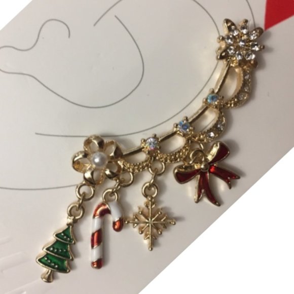 &M Climbing Earring Xmas NWT Christmas Tree Candy Cane Snowflake Bow Star - Picture 1 of 5